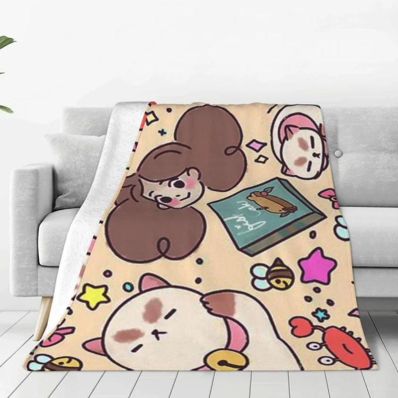

Bee And Puppycat Blankets Velvet Awesome cute cartoon anime Soft Throw Blanket for Home Couch Bed Rug