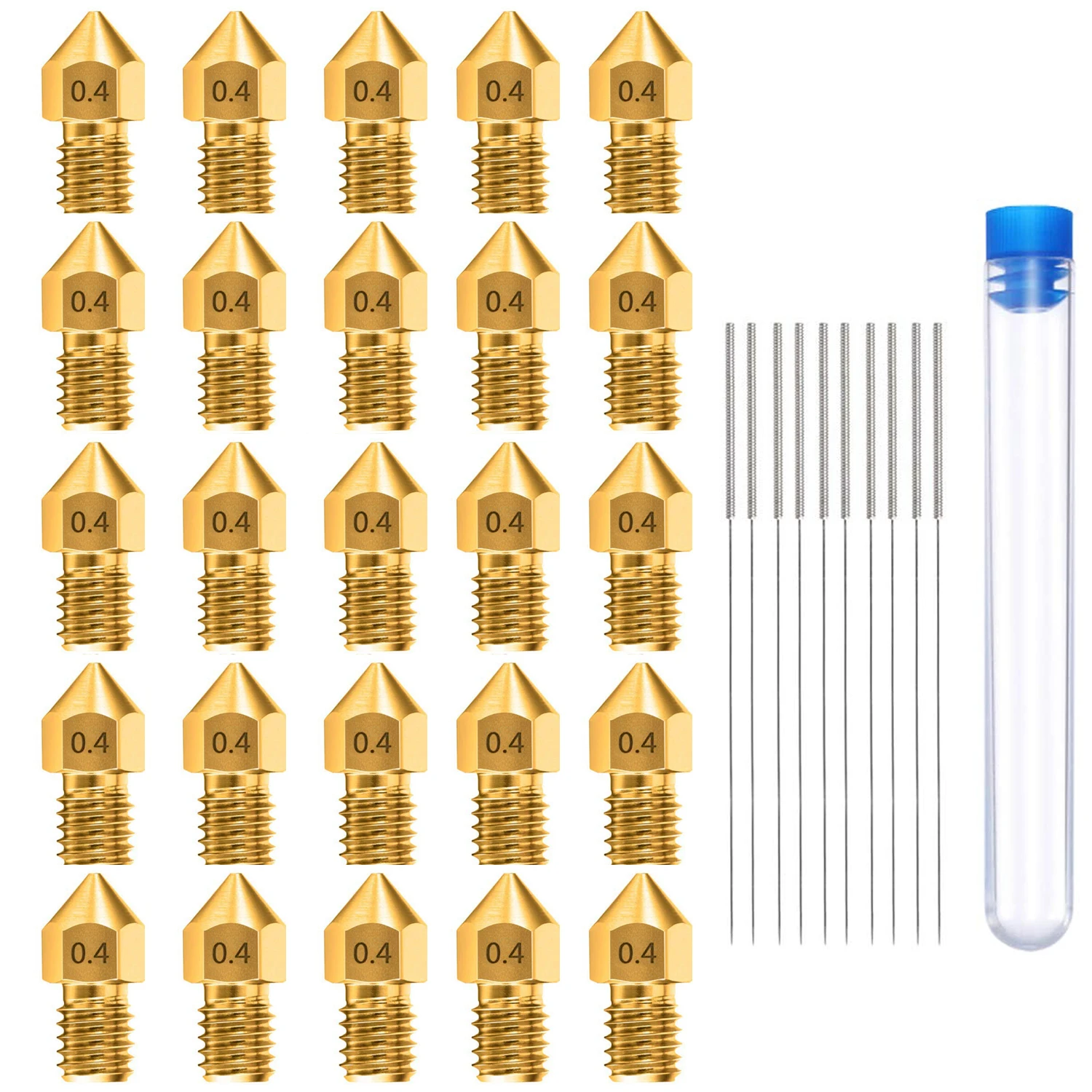 

25PCS 0.2/0.3/0.4/0.5/0.6/0.8/1.0MM MK8 Ender 3 Nozzle 3D Printer Brass Nozzles Extruder for CR-10 A8 A8Plus With 10PCS Needles