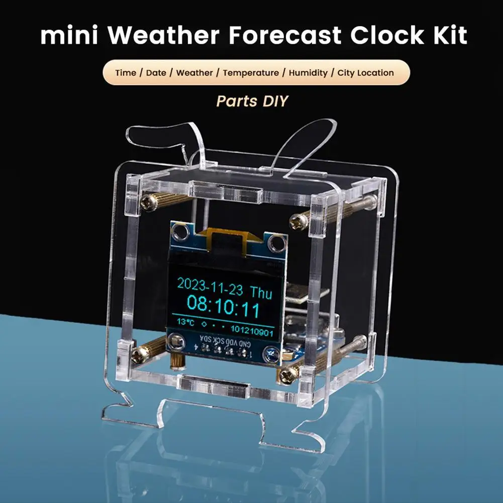 

Комплект для самостоятельной сборки ESP8266, мини электронные часы 0,96 дюйма с поддержкой сети, Wi-Fi, корпус для пайки с свободным дисплеем, 2,4G OLED P S3B3