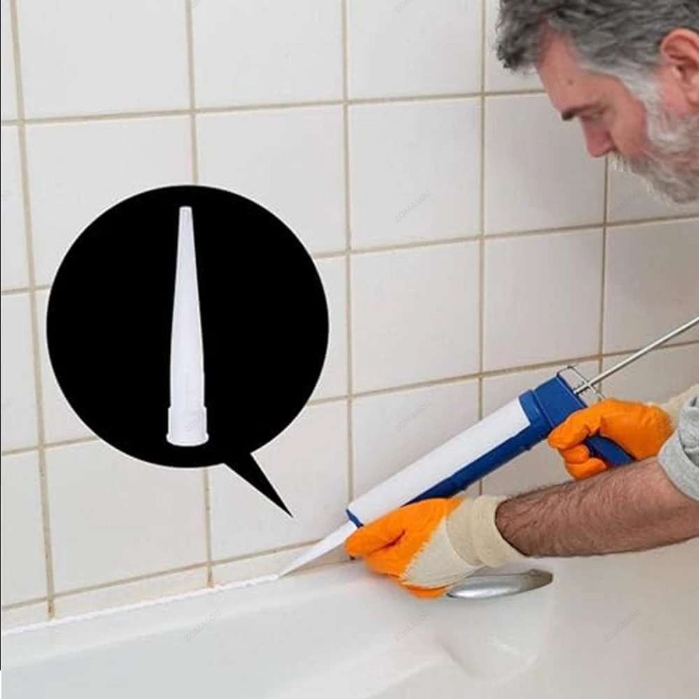 5-200pcs Glass Nozzles Plastic Glass Glue Caulking Gun Nozzles Sealant Silicone Caulking Tips Mouth Caps Home Construction Tools 3