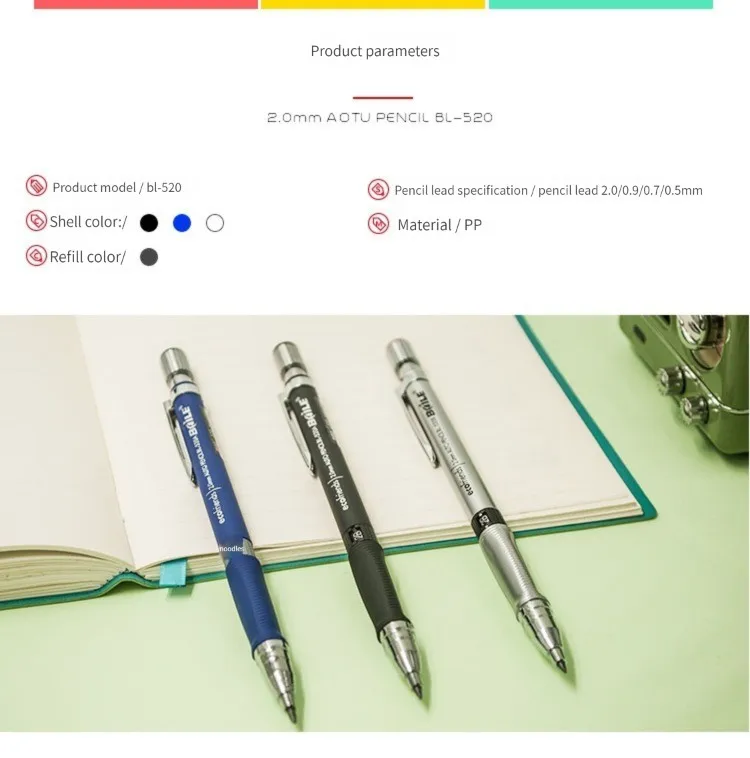 Druckbleistift-Set, 2 mm, Schreiner, Zeichnen, HB-Bleistiftstift, 2,0 mm, zum Zeichnen, Schreiben, Skizzieren, Kawaii, Schule, automatisches Zubehör – Detail 6