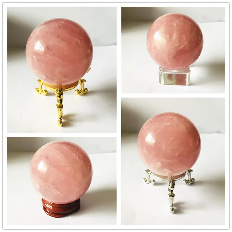 

3-7cm Natural Rose quartz Sphere Crystal Ball Healing Stone Gemstone Home Decor + 1 stand