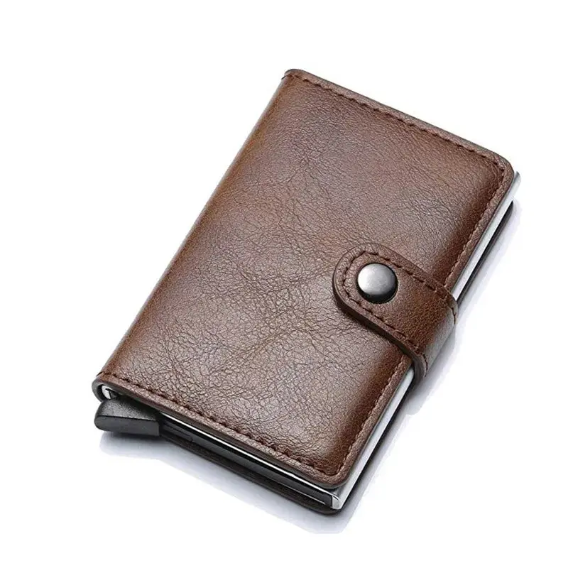 ID Credit Bank Card Holder With Hasp Wallet Men Anti Rfid Blocking Protected Magic PU Leather Slim Mini Small Money Wallets Case credit card wallet