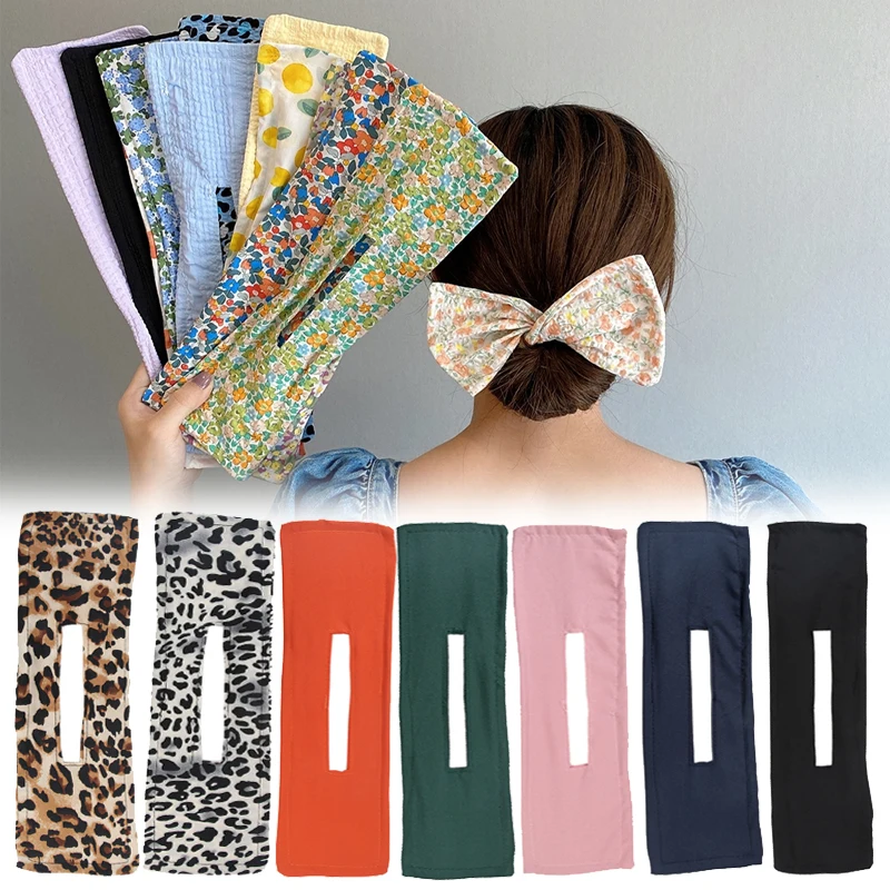 

Французские бигуди для волос, головная повязка с бантом, бигуди для укладки волос, аксессуары для волос для девочек, цветочный принт, ободок для волос