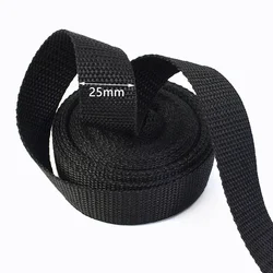 Durable Black Nylon Webbing Strap | Versatile Sewing and Crafting Accessory (Black - 25mm)