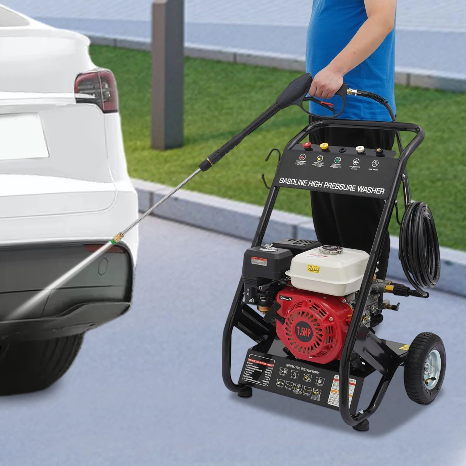 4-Takt Einzylinder Hochdruck-Benzinwaschmaschine Hochdruckreiniger 3400 U/min für Höfe/Autos/Wohnmobile – Detail 9
