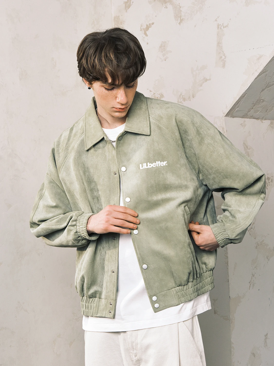 Jacket Men's New Clothes Tops Spring  Autumn Fashion Vintage Coat Letter Embroidery High-End Loose Casual All-Match Green Lapel