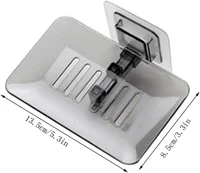 Soap Rack No Drilling Wall Mounted Double Layer Soap Holder Soap Sponge Dish Bathroom Accessories Soap Dishes Self Adhesive 6