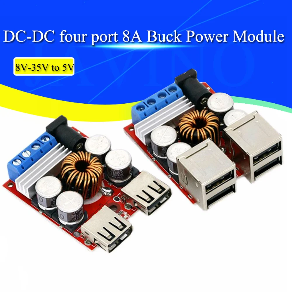 DC-DC 차량 충전 보드, 전원 공급 장치 감압 모듈, USB 출력 모바일 충전기, 2 포트, 4 포트, 8V-35V, 5V, 8A