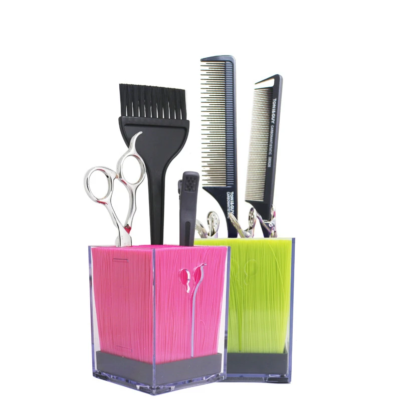 미용 가위 홀더 스탠드 가위 빗 헤어 클립 보관 상자 살롱 도구 다채로운 Arcylic 클램프 스크루 드라이버 주최자