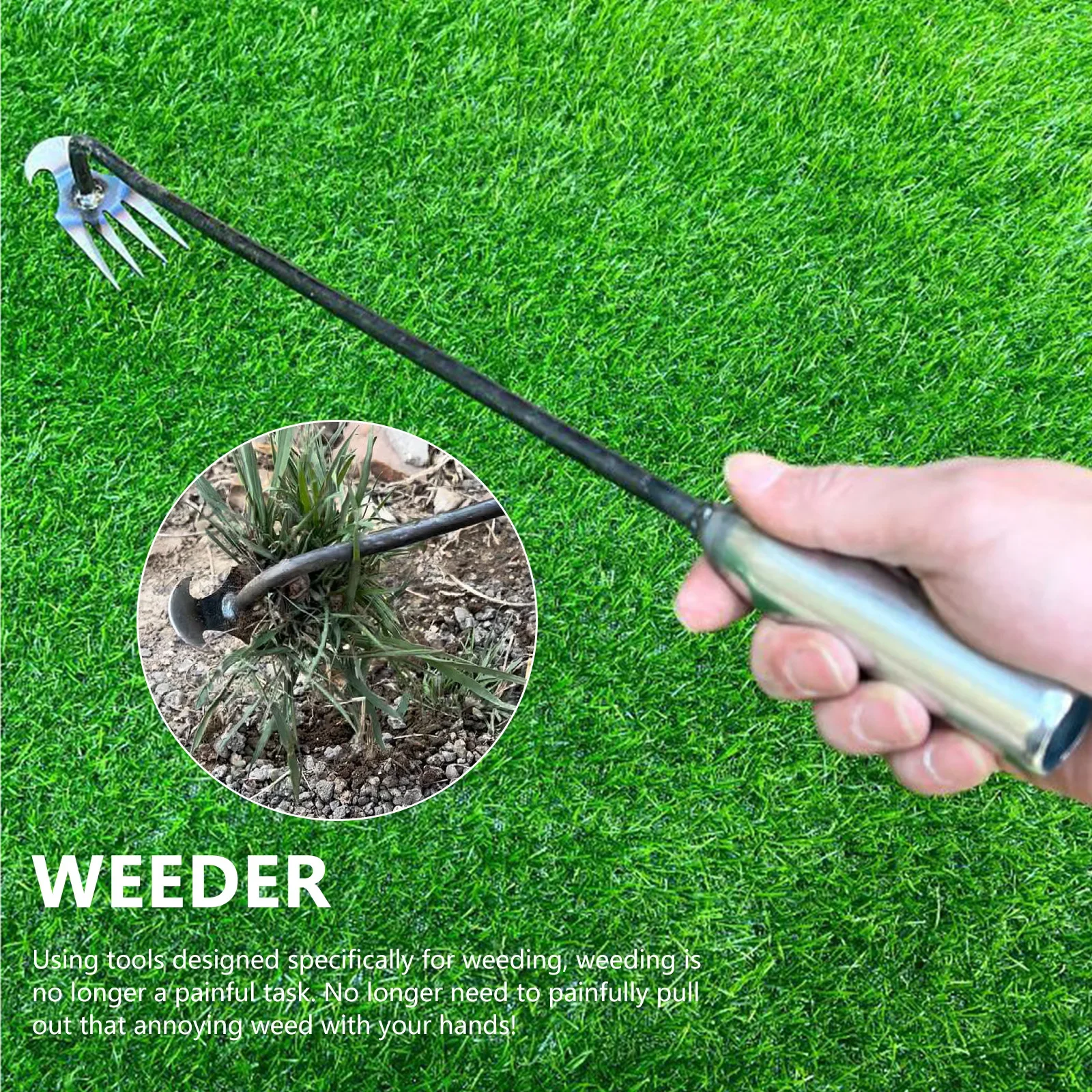 Hand Weeder Tool with Long Handle Manual Weed Digger for Yard Lawn Farmhouse Gardening 4