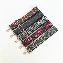 Ethnic Style Adjustable Shoulder Strap Bag Belt Flower Printing Wide Handle For Women DIY Crossbody Handbag Parts Accessories