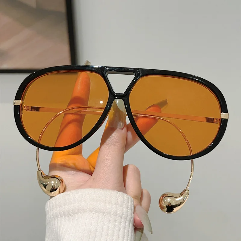 Women's Luxury Oversized Gradient Pilot Sunglasses - Trendy Double Bridge Design