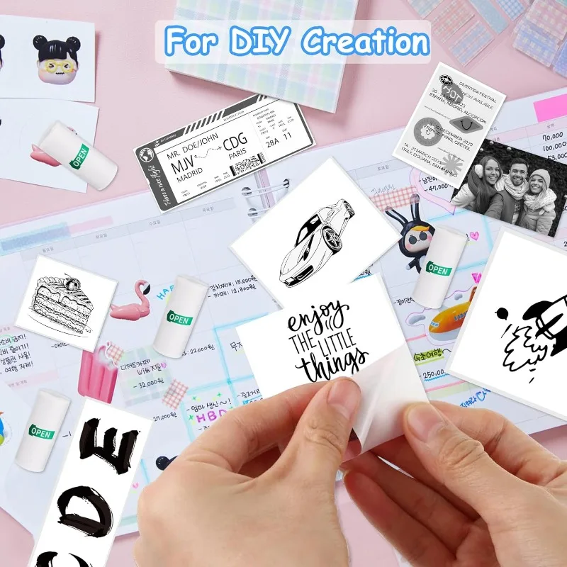 White Self-Adhesive Thermal Printer Paper, Glossy Printable Sticker Paper For Mini Sticker Printer, 57mm x 3.5m，Halloween Decro