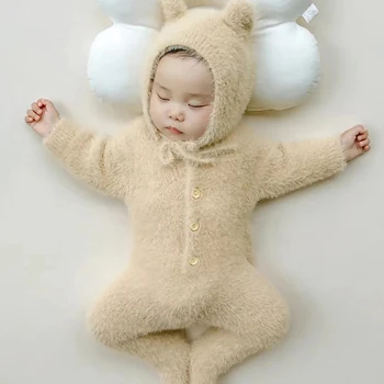 1-24M Baby Boy Girl Body Outfit Puntelli per fotografia neonato Pagliaccetto in peluche con cappello Puntelli per fotografia