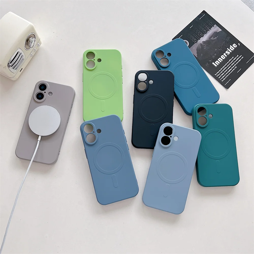 Magnetic Soft Shockproof Ultra Slim Liquid Silicone Phone Case