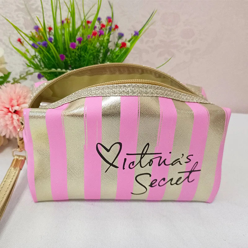 Cosmetic Bag Portable Stripe Makeup Bag Small Handheld Waterproof