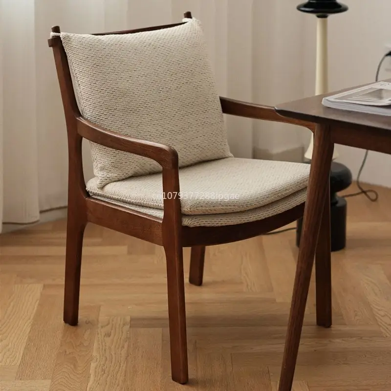 

Nordic Home Dining Chair Soft Bag Armrest Desk Chair Chairs, Coffee Chairs Student Single Sofa Solid Wood Chair Furniture