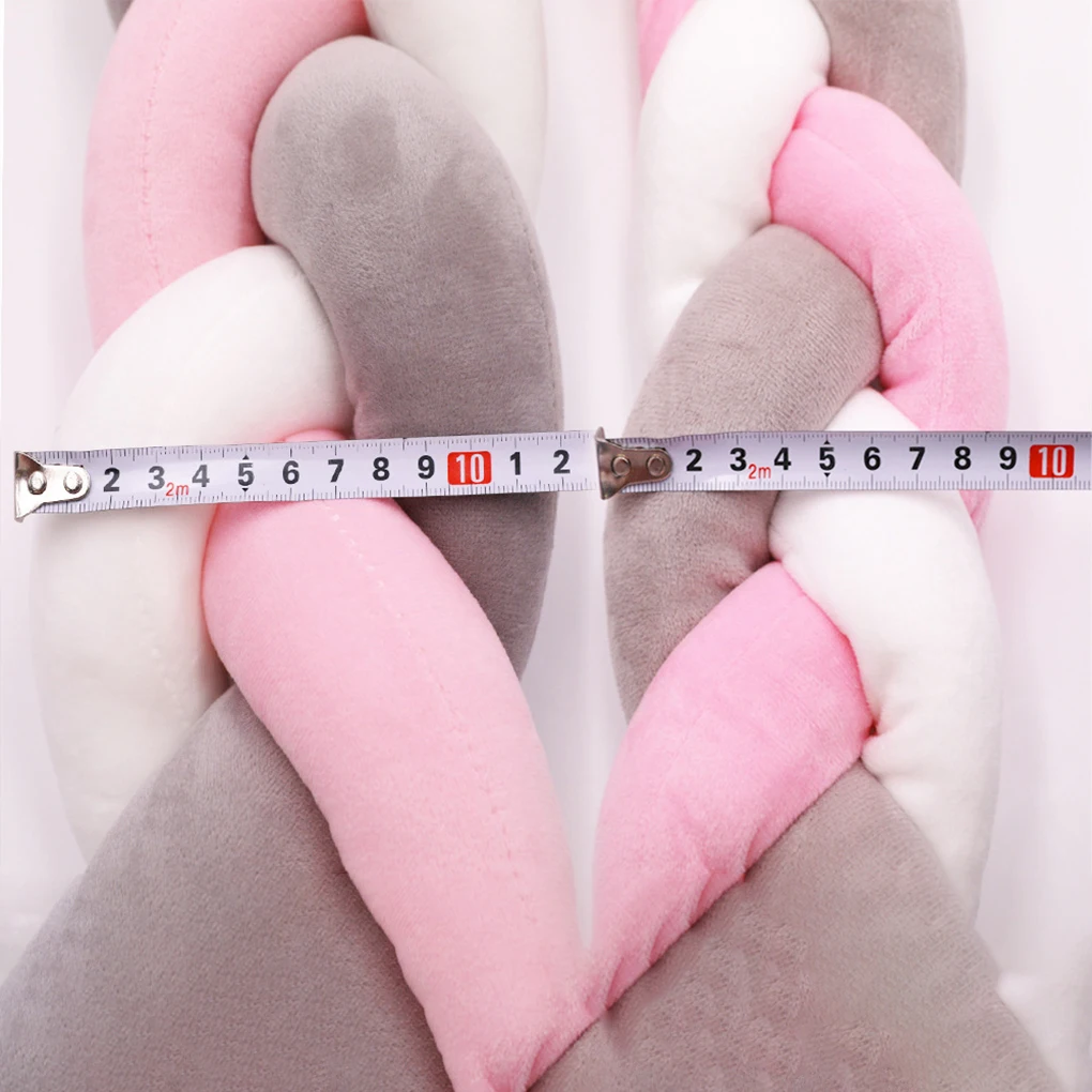 Braided Baby Crib Bumper (1.5M), Soft Knot Pillow Cushion for Crib Protection