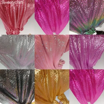 블링 금속 메쉬 원단 금속 천 스팽글 원단, DIY 재봉 체인 메일 드레스 쥬얼리, 홈 데코 커튼, 45x30cm