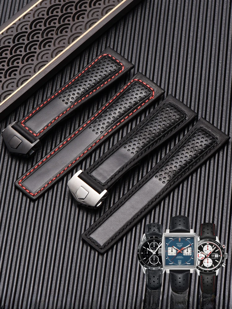 Per Tag Heuer Calila Racing F1 Monaco 22Mm Accessori Foro Traspirante Fibra Di Carbonio Confortevole Cinturino Impermeabile Linea Rossa