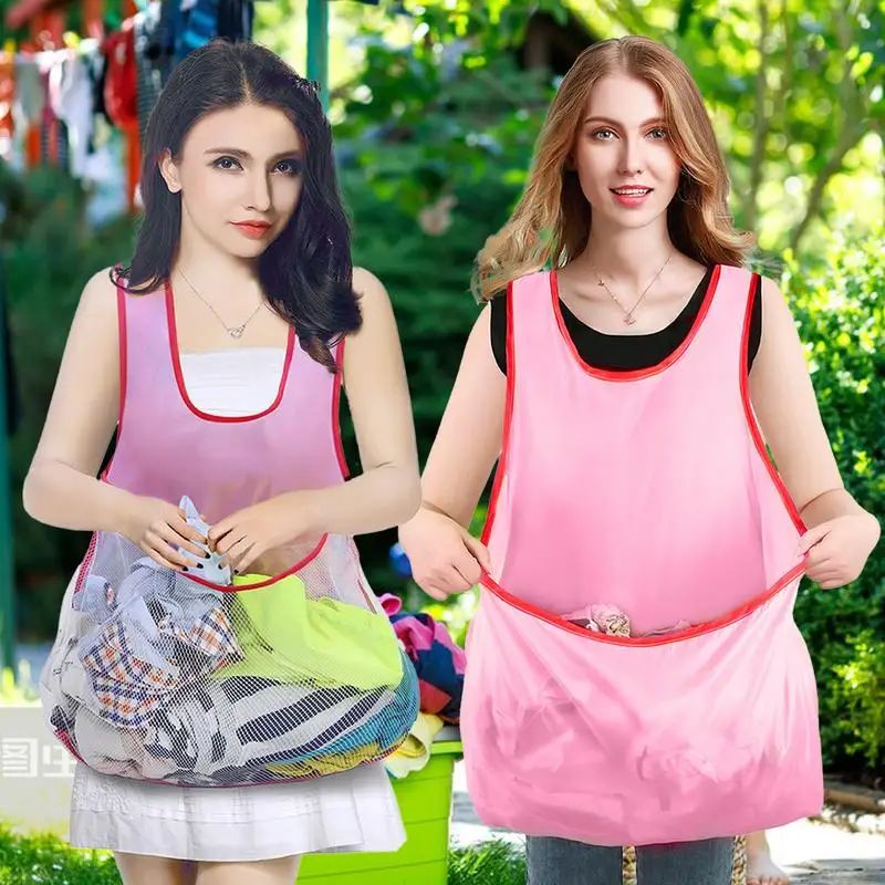 

Sleeveless Laundry Apron portable Clothes Drying Apron Waterproof Bib For Home Balcony Large Capacity Laundry Supplies