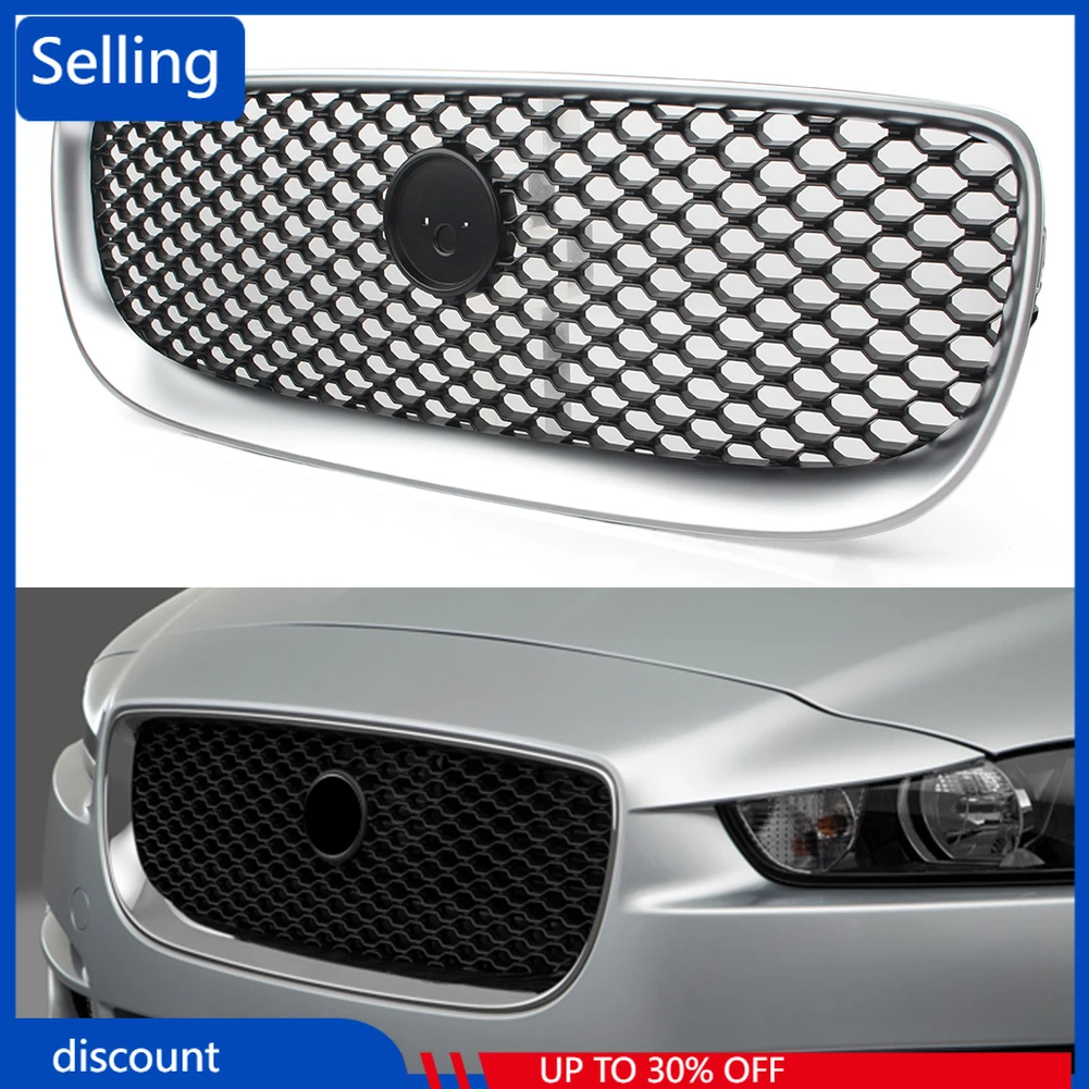 

Car Front Bumper Grill Upper Mesh Grille For Jaguar XE 2015 2016 2017 2018 Silver ABS Plastic fast ship