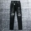 men  retro washed white leather patch distressed black jeans 1