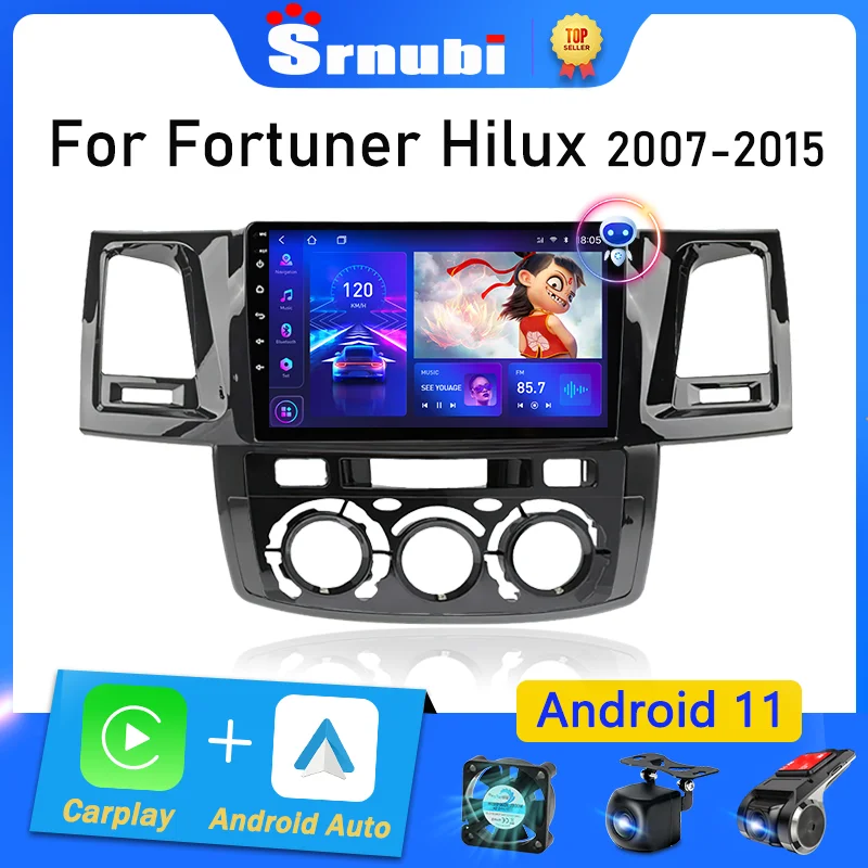 

Srnubi Android 11 Car Radio for Toyota Fortuner 1 Hilux Revo Vigo 2007 - 2015 Multimedia Player 2 Din Carplay Stereo RDS GPS DVD