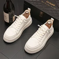 England Style Dress Wedding Party Shoes Comfortable Light Breathable Vulcanized Platform Leather Casual Sneakers T76 2