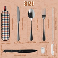 10Pc Travel Cutlery Set with Storage Bag Stainless Steel Travel Utensils Set Portable Camping Silverware Set Travel Flatware Set 4