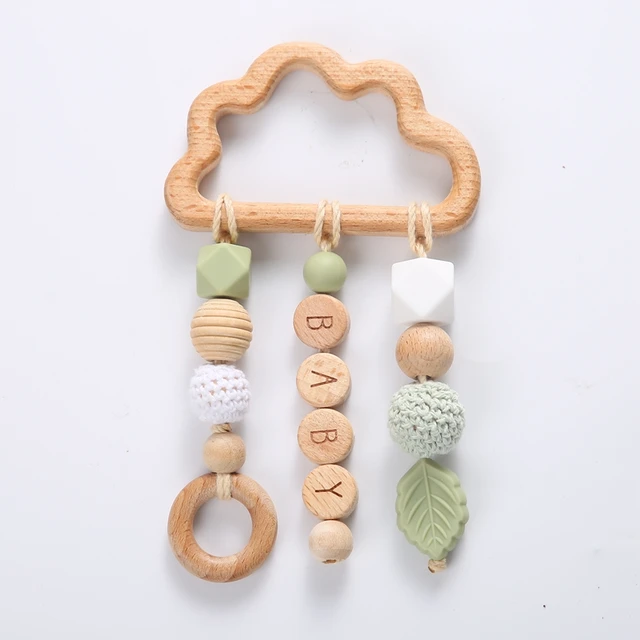 1Pcs Baby Natural Beech Teething Wooden Teether Blocks Animal Newborn Educational Toys Pacifier Chain Safe Pendant Products 2