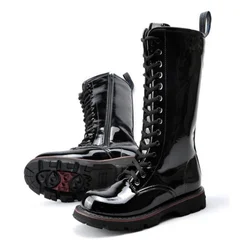Over Knee High Boots Mens Military Boots Natural Cow light Leather Men Long Waterproof Snowboots Equestrian Motocycle Boots