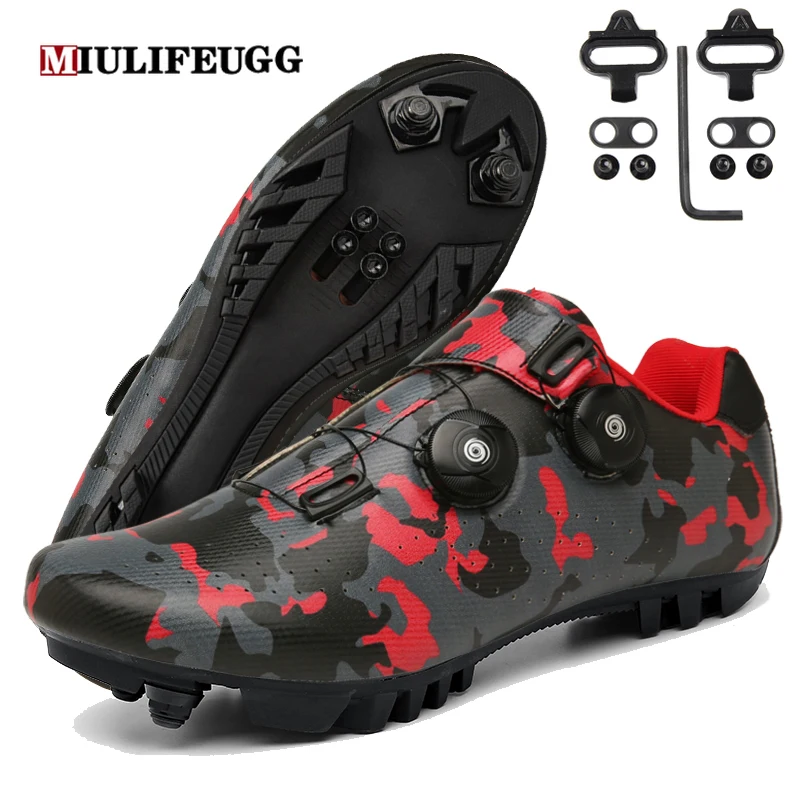 Cycling MTB Shoes with Clits Men Route Cleat Road Dirt Bike Flat Speed Sneaker Racing Women Bicycle Mountain Spd Biking