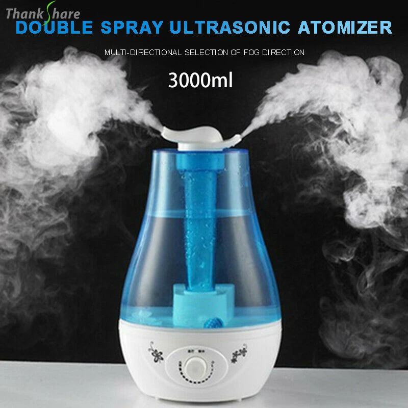 3000ML Ultrasonic Air Humidifier Double Sprayers Fog Mist Maker Essential Oil Diffuser 7 Color LED Aroma Diffusor Aromatherapy 1