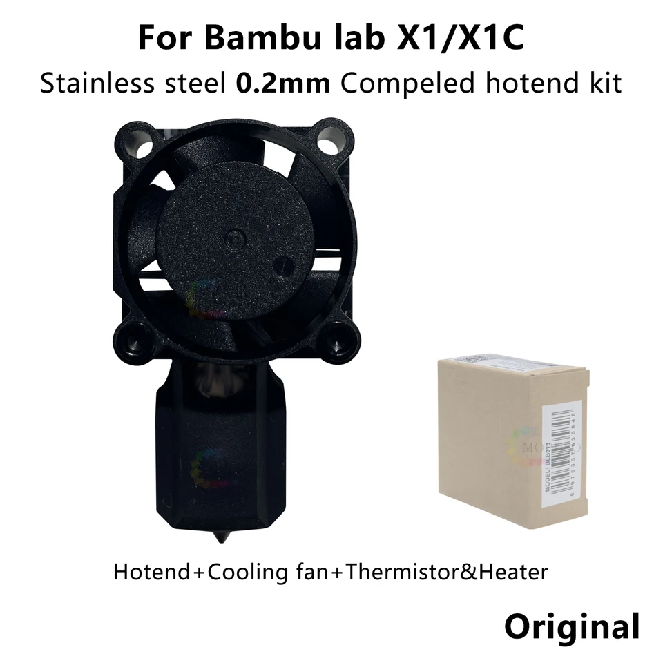 X1 Carbon Hotend Kit With 0.4mm Hardened Steel Nozzle For Bambu Lab X1 X1 Carbon X1c 3d Printer Plated Copper Heater Block Titanium Heat Break For Bambu Lab X1 X1c Series Hot End