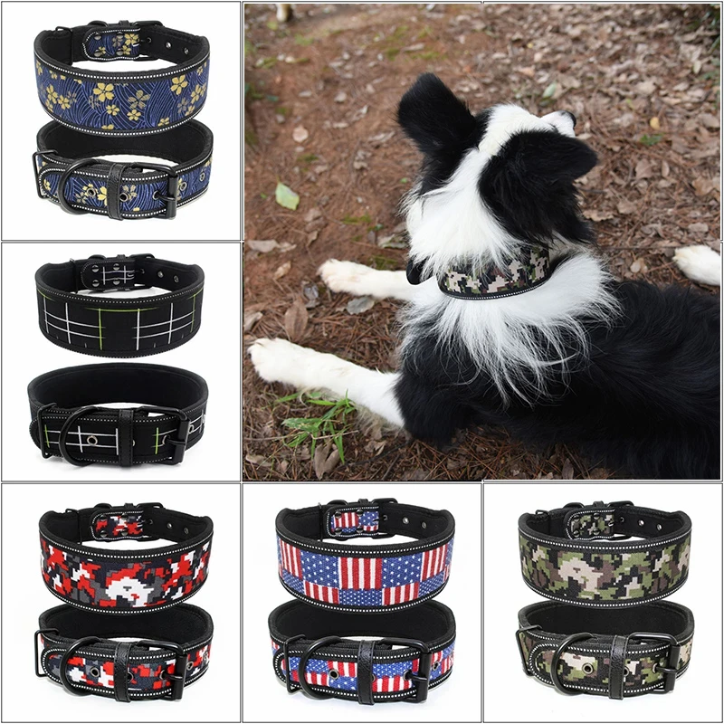 flea collar for dogs Reflective Printing Pet Collar for Dog Camouflage Adjustable Harness and Leash Set for Small Medium Large Dog New Puppy Leash dog leashes