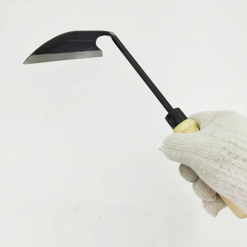 Gardening Hoe Small Wooden Handle Crooked Triangular Tip Hoes Multifunctional Agricultural Garden Seedling Tools Digger Tool