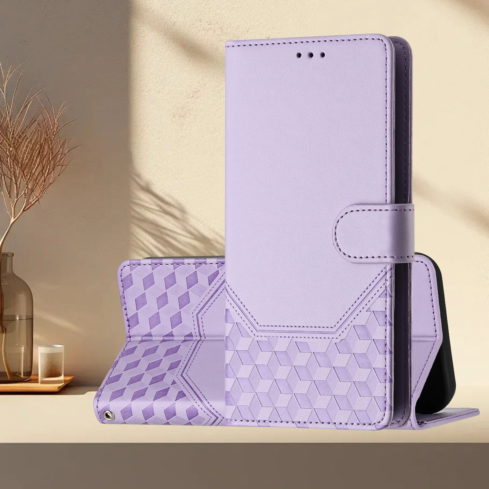 Luxurious 3D Leather Phone Wallet Case with Card Slot and Book Stand Design
