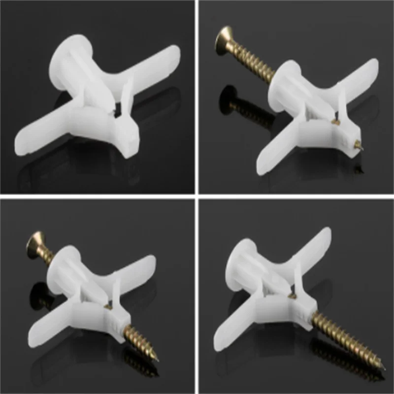 50-Set Drywall Anchor Kit – Self-Drilling Hollow Wall Anchors With Screws, Plastic + Steel, For Gypsum Board, Fiberboard & Hollow Walls
