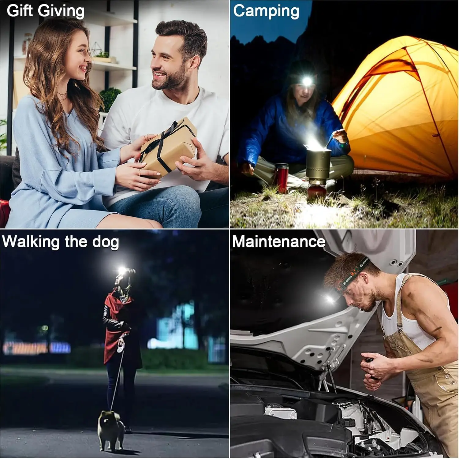 Lanterna de cabeça recarregável com sensor de movimento, LED, luz vermelha, super brilhante, ideal para pesca, camping e atividades ao ar livre._voghion.com