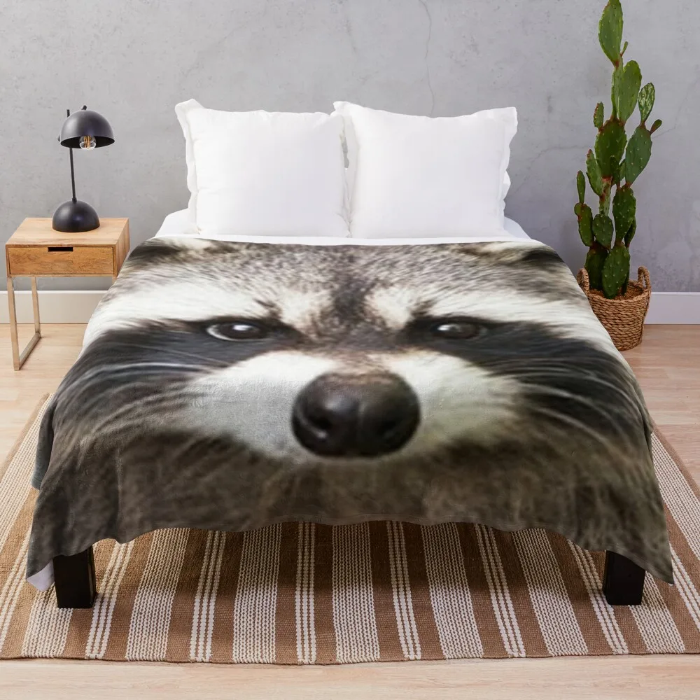 

Raccoon Face Throw Blanket Travel Blanket Decorative Blankets Luxury Throw Blanket