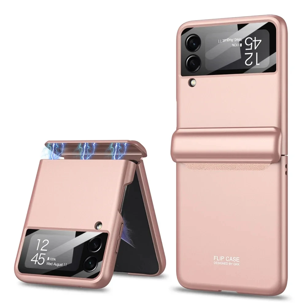 Flip4 Flip5 Magnetic Case For Samsung Galaxy Z Flip 5 4 3 5G Full Protection Hinge Luxury Cover Shell Camera Glass on Z Flip 3 4
