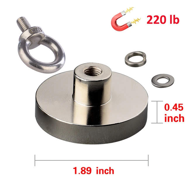 Diameter 48mm Neodymium Fishing Magnets Strong Screw Hole Eyebolt in River  For Retrieving Magnetic Fishing Kit