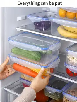 Sealed rectangular refrigerator storage box with lid Plastic crisper microwave heating lunch box with lid office workers 1