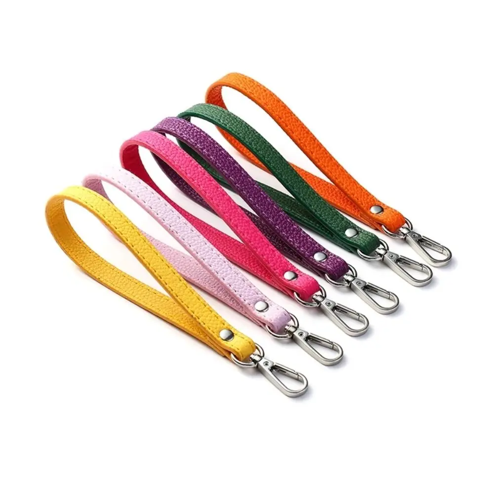 Elegant Silver/Gold PU Leather Wrist Strap – Adjustable Solid Color Purse Handle Replacement Accessory