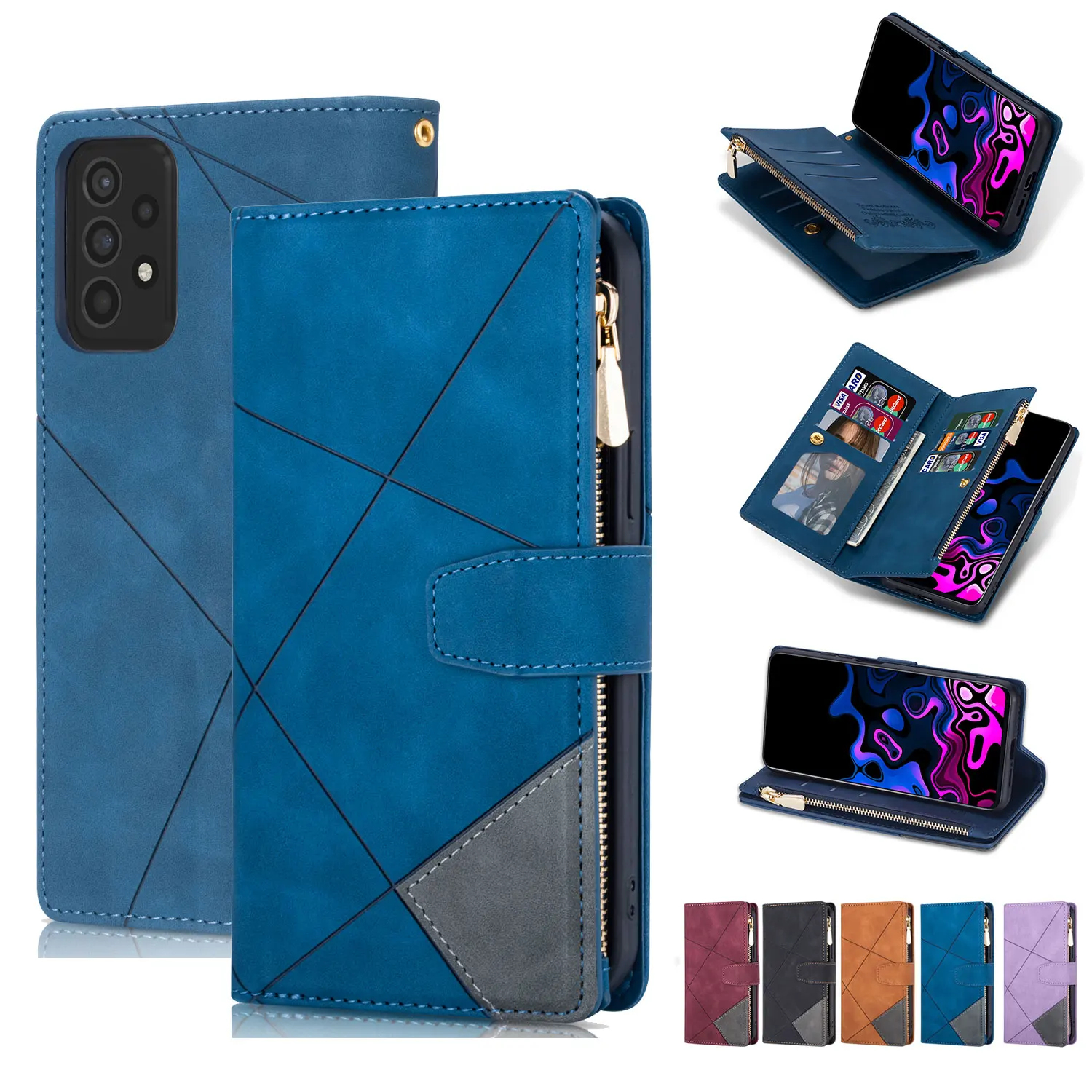 Чехол-кошелек на молнии для Samsung Galaxy A13 A03 A53 A33 A22 A82 A72 A32 A71 A51 A10 A21S A11 A42 A10S A12