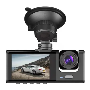 차량용 DVR 대시 캠, HD 대시 카메라, 3 방향 렌즈 비디오 녹음기, 1080P 블랙 박스, 사이클 녹화, 캠코더, 2.0 인치
