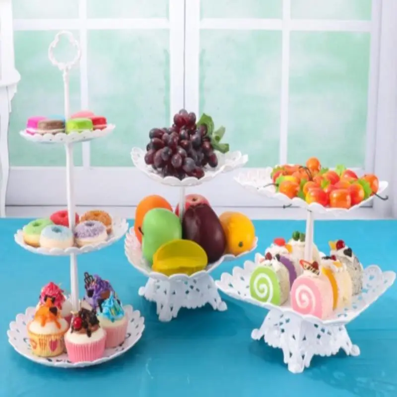 European Style Three-tier Cake Tray Snack Stand Fruit Plate Birthday Party Decoration Supplies Wedding Dessert Table Cake Stand 4