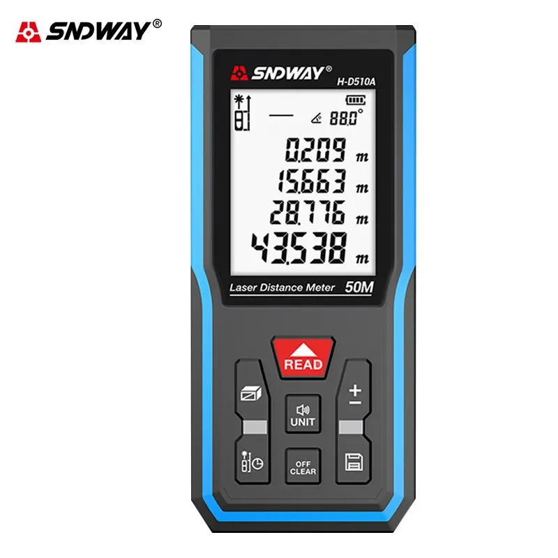 Laser Rangefinder SNDWAY Digital Tape Measure 40M/50M/120M Precision With Distance/Area/Volume/Self-calibration